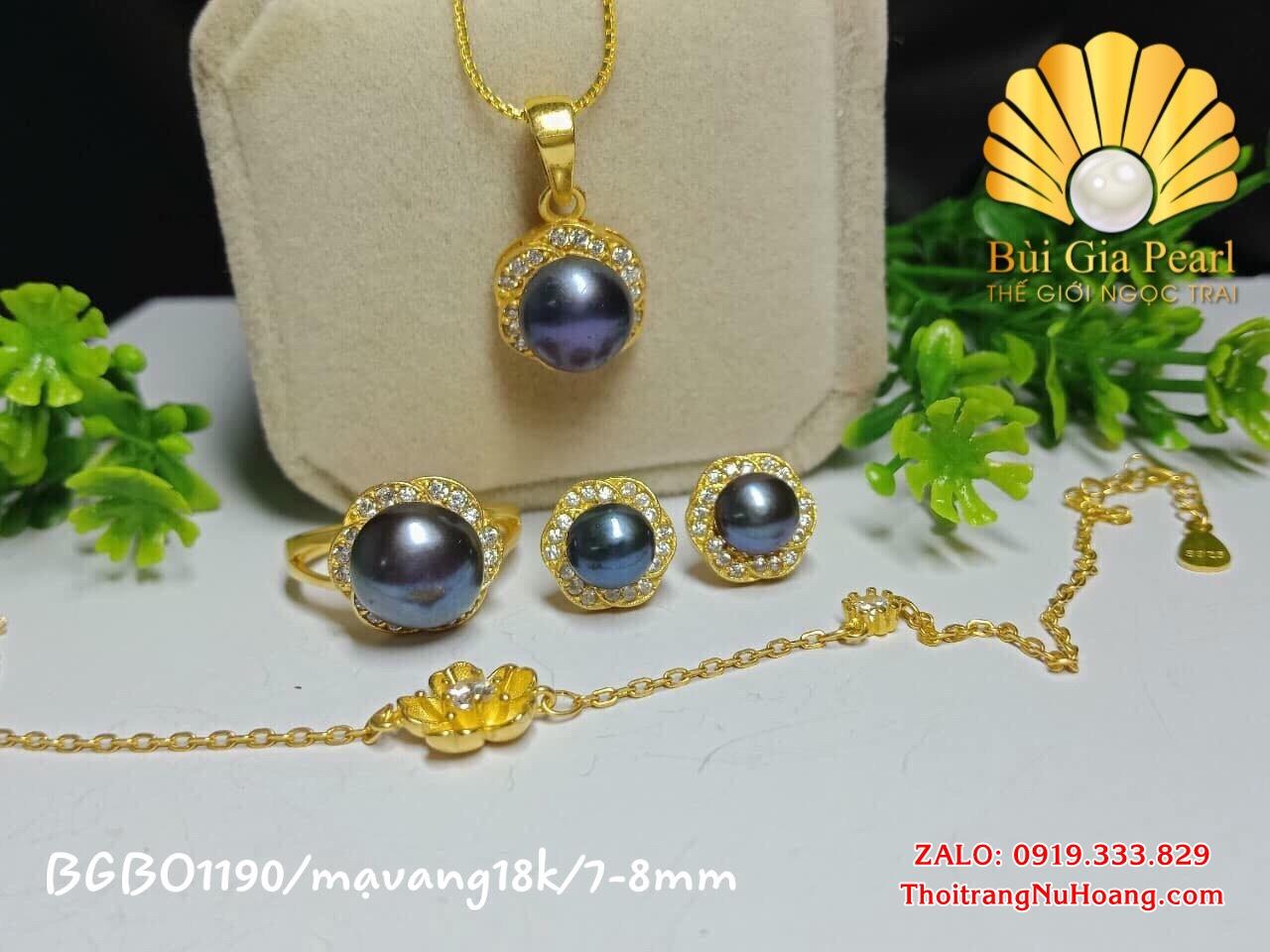 Bộ Trang sức Ngọc Trai Hoa Thuỷ Tiên Duyên dáng Chế tác bạc mạ vàng 18K đính Ngọc trai NT20
